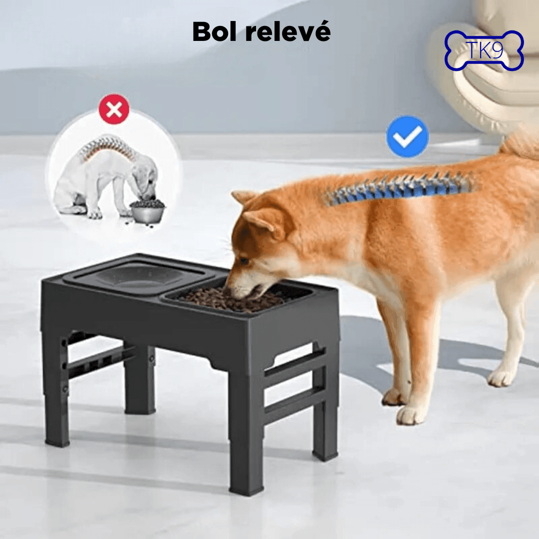 Gamelle Surélevée Réglable Anti-Glouton Anti-éclaboussures pour Chiens - Propreté, Confort et Digestion Optimale - Tao-K9