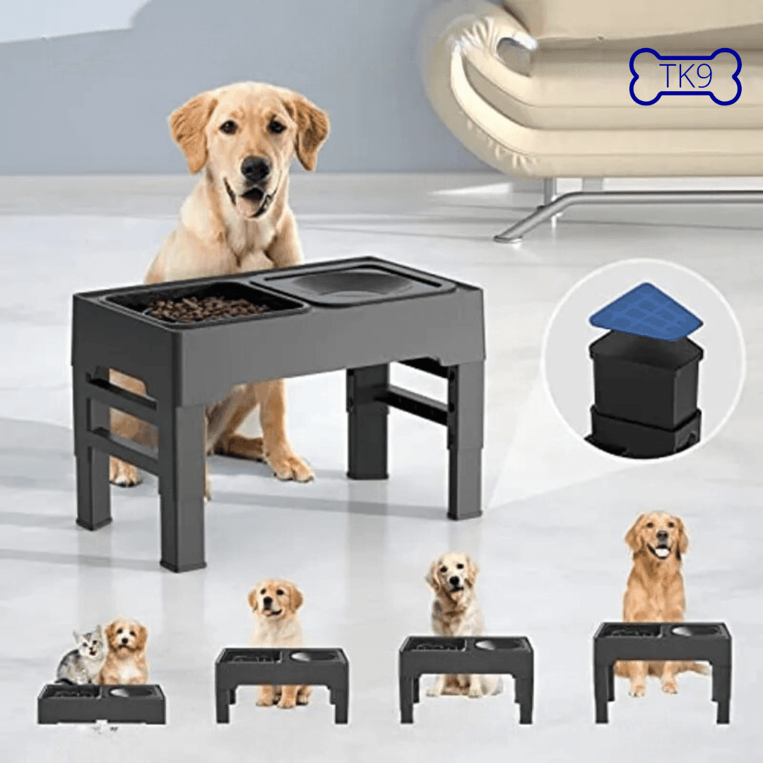 Gamelle Surélevée Réglable Anti-Glouton Anti-éclaboussures pour Chiens - Propreté, Confort et Digestion Optimale - Tao-K9