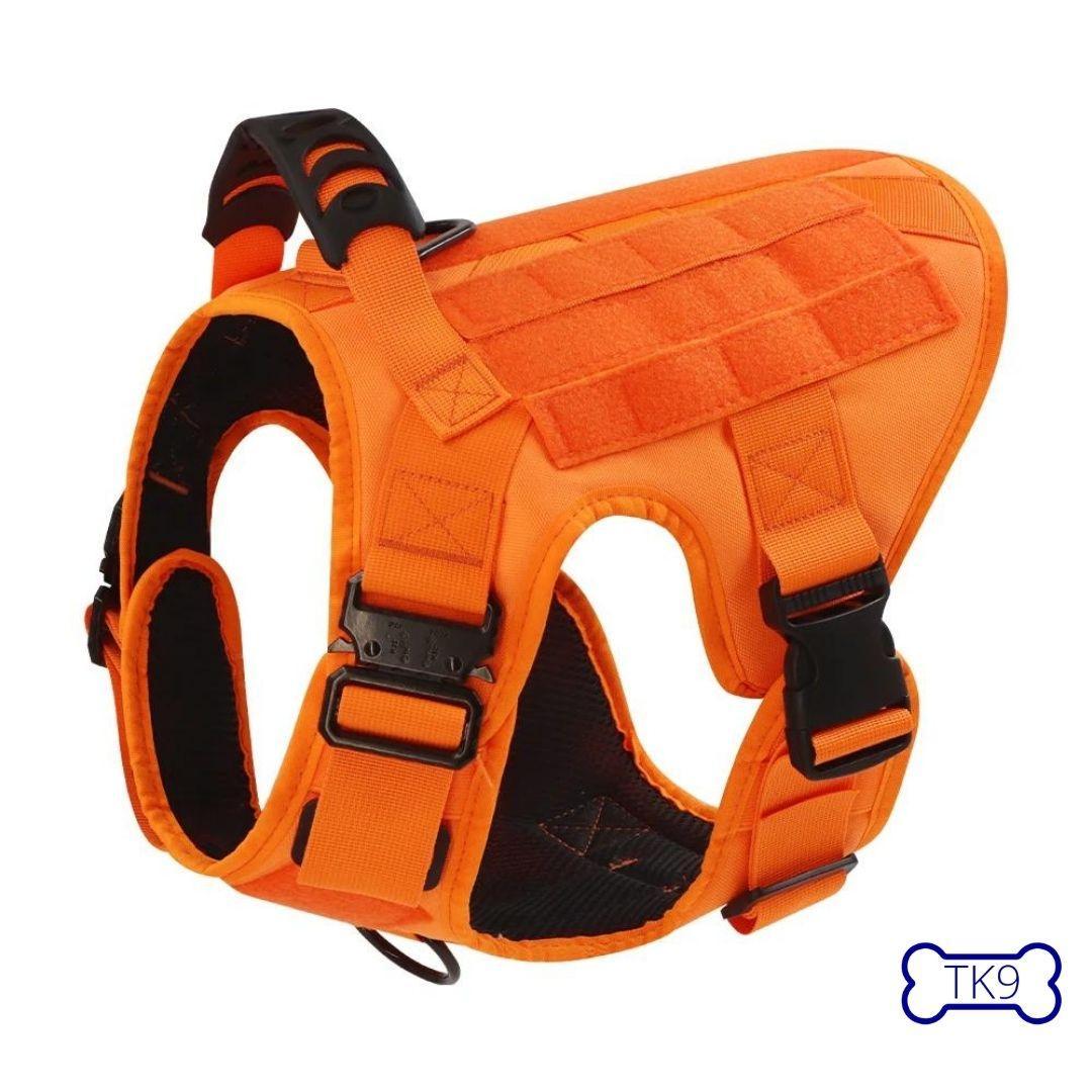 Orangefarbenes taktisches Geschirr – Anti-Pull – große Hunde