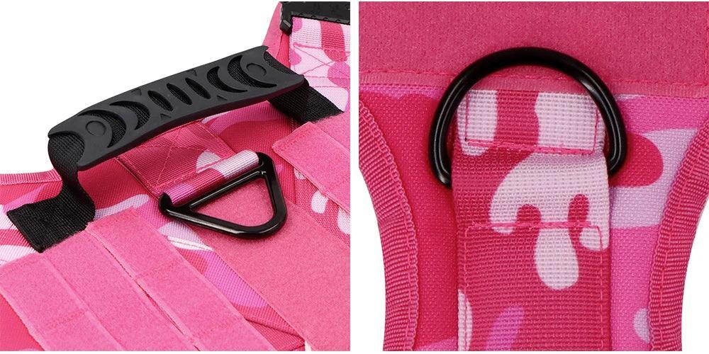 Taktisches Geschirr – Anti-Traktion – große Hunde – rosa Tarnung