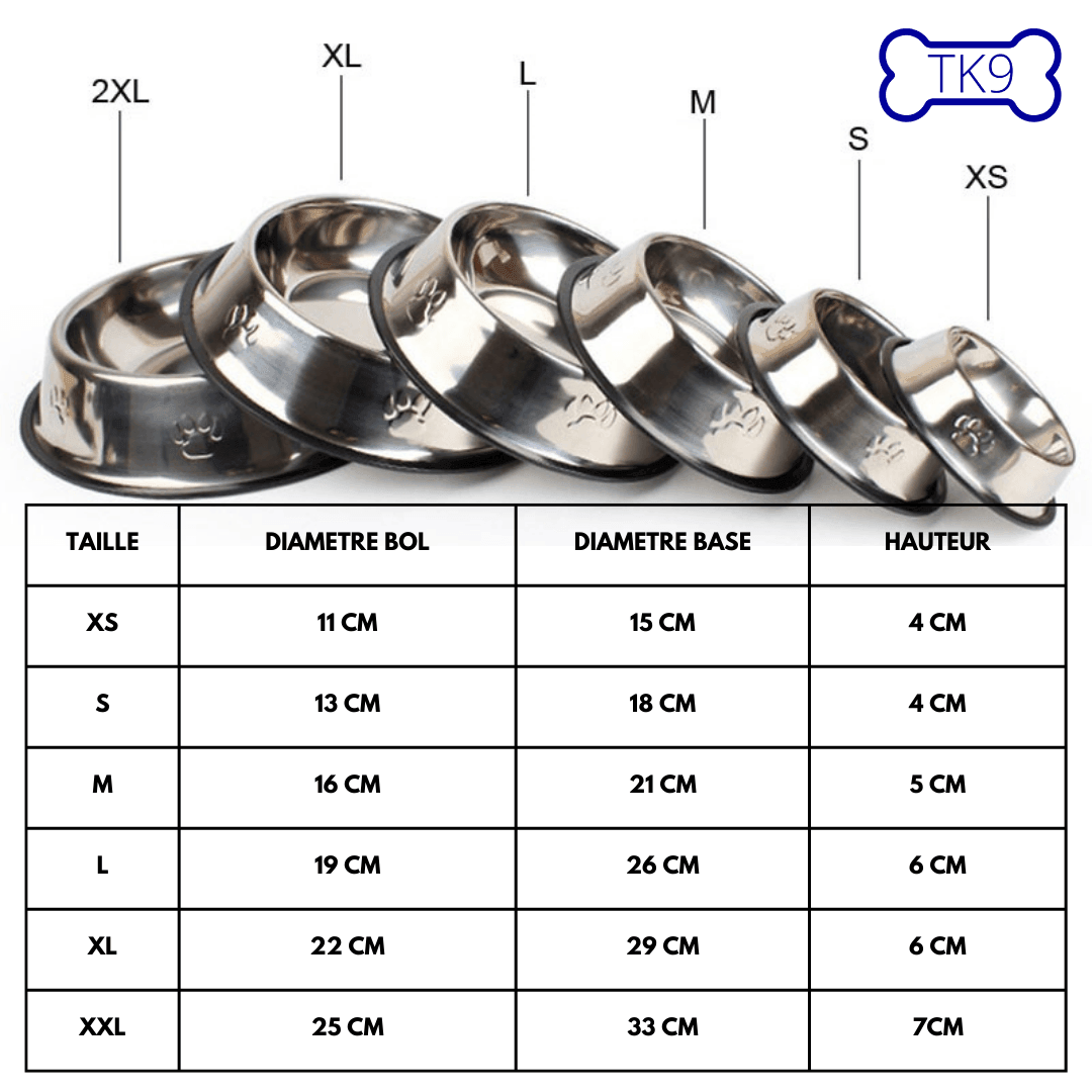 Gamelle en acier inoxydable - 6 tailles disponibles - Tao-K9