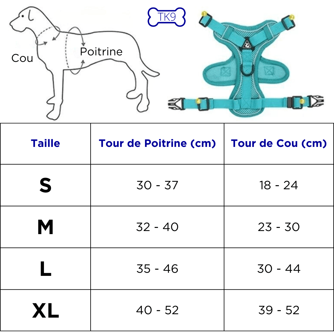 Harnais Anti Traction Petits Chiens - 2 à 10kg - Tao-K9