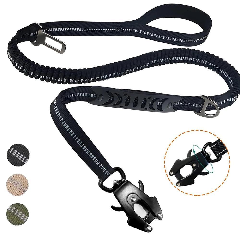 Laisse Tactique Elastique 2 en 1 - Laisse et ceinture de sécurité voiture - elastique de 135cm à 190cm - Tao-K9