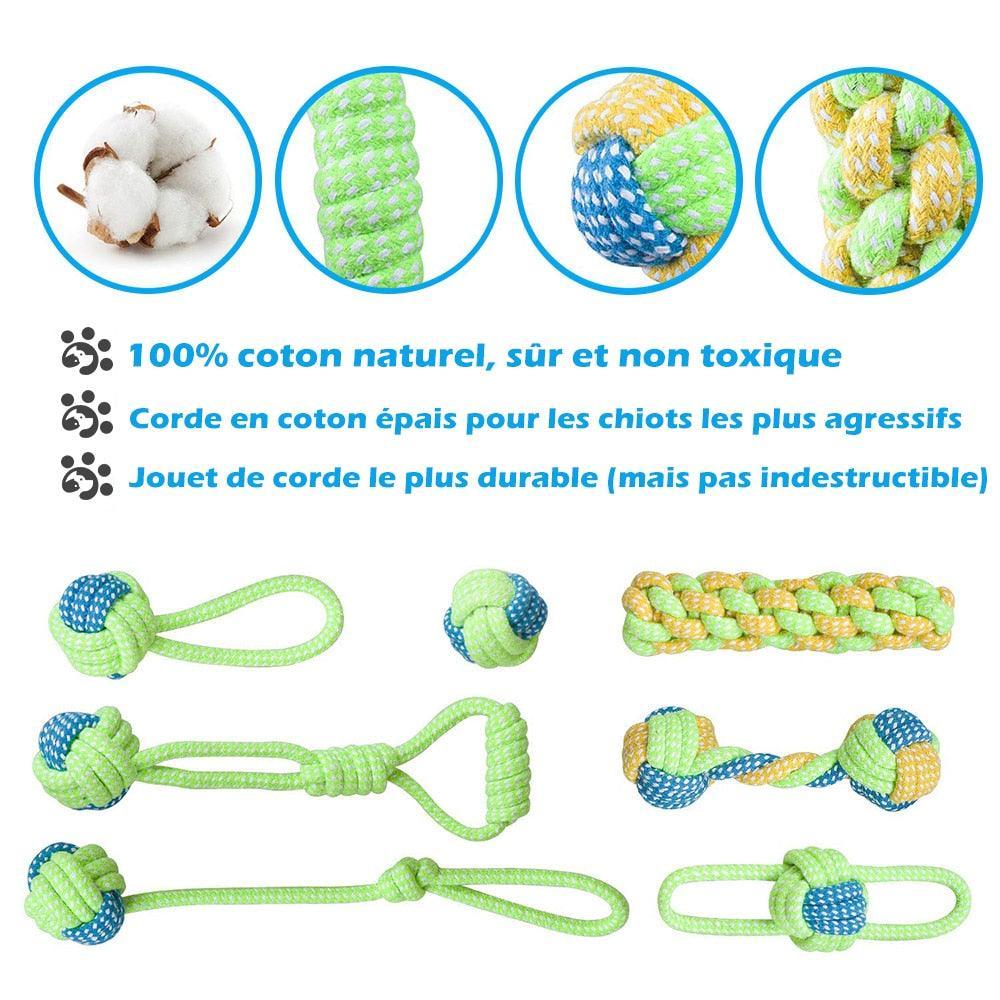 Lot de 4 balles en cordes vert et bleu - Tao-K9