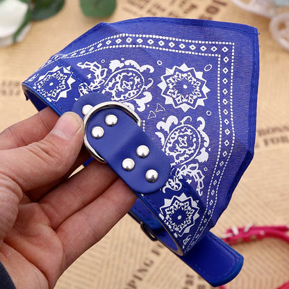 Collier bandana réglable pour chien et chat, foulard en simili-cuir