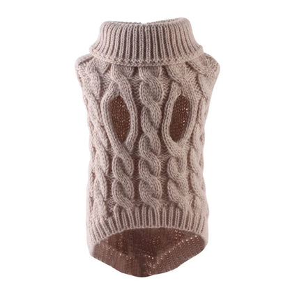 Pull tricoté torsadé pour petit chien, chaud automne-hiver