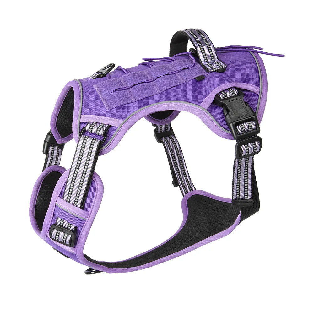 Harnais tactique anti-traction réfléchissant pour chien