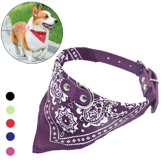 Collier bandana réglable pour chien et chat, foulard en simili-cuir