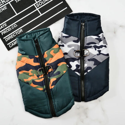 Manteau d'hiver imperméable pour chien, doublé, imprimé camouflage