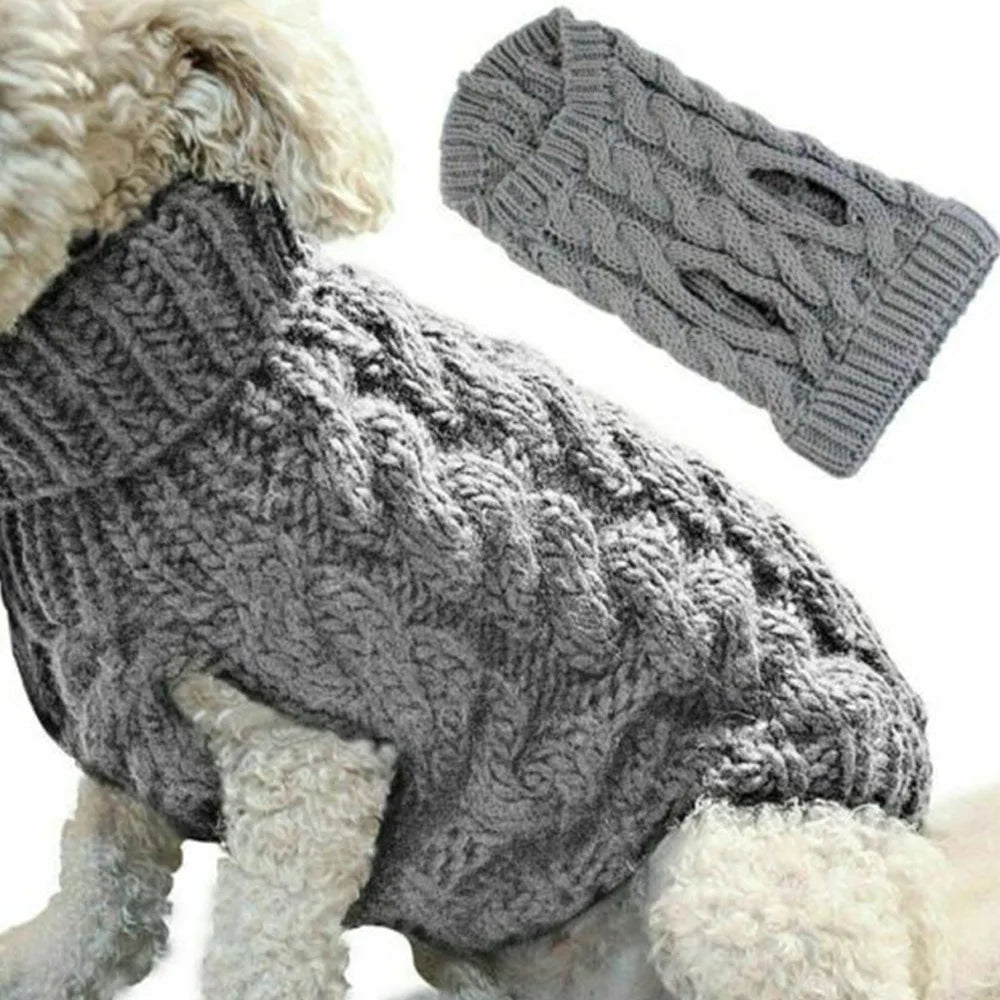 Pull tricoté torsadé pour petit chien, chaud automne-hiver