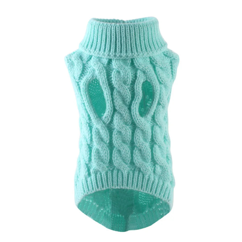 Pull tricoté torsadé pour petit chien, chaud automne-hiver