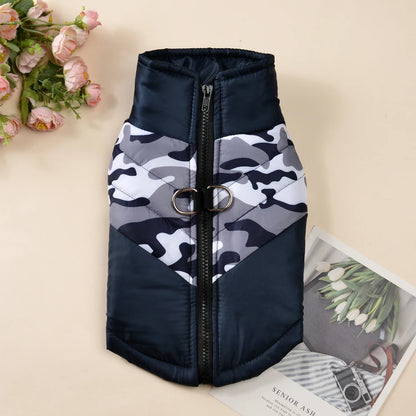 Manteau d'hiver imperméable pour chien, doublé, imprimé camouflage