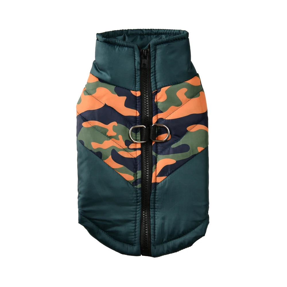 Manteau d'hiver imperméable pour chien, doublé, imprimé camouflage