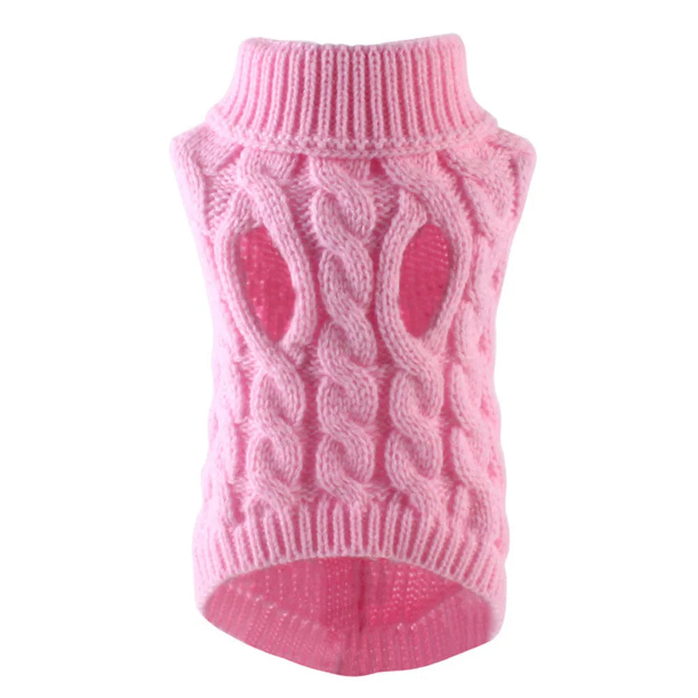 Pull tricoté torsadé pour petit chien, chaud automne-hiver