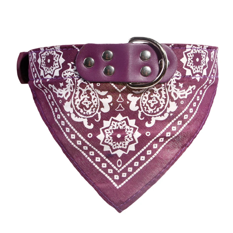 Collier bandana réglable pour chien et chat, foulard en simili-cuir