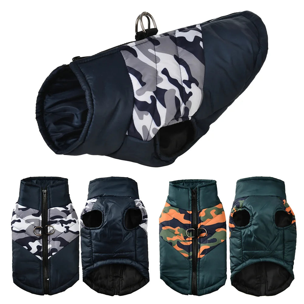 Manteau d'hiver imperméable pour chien, doublé, imprimé camouflage