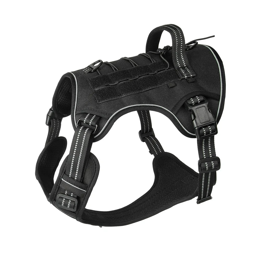 Harnais tactique anti-traction réfléchissant pour chien