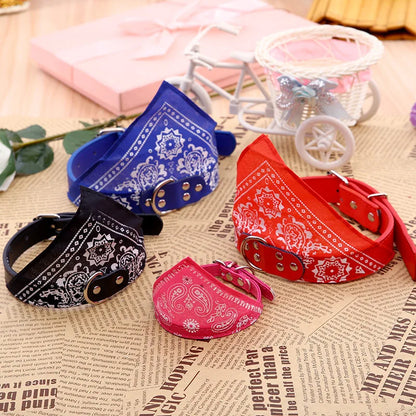 Collier bandana réglable pour chien et chat, foulard en simili-cuir