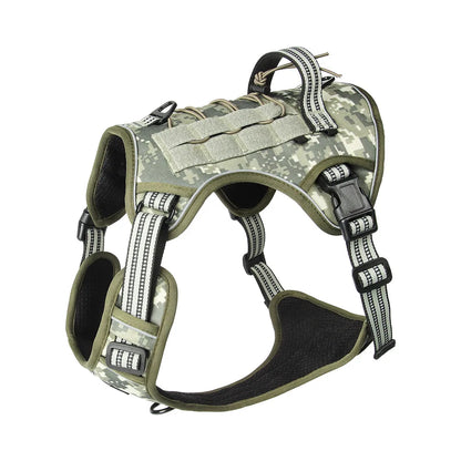 Harnais tactique anti-traction réfléchissant pour chien
