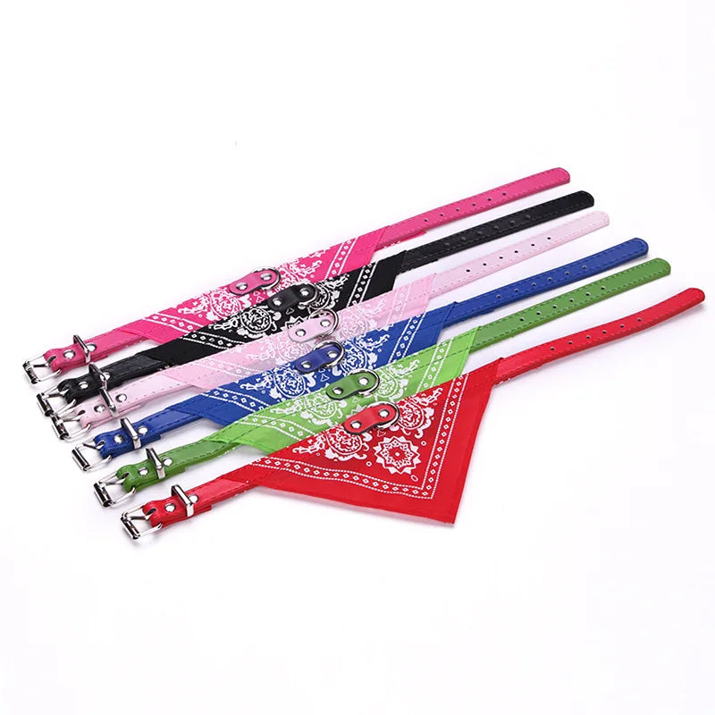 Collier bandana réglable pour chien et chat, foulard en simili-cuir
