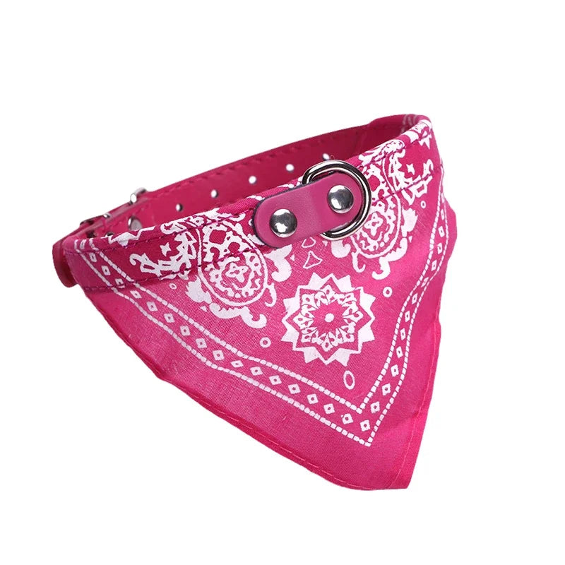 Collier bandana réglable pour chien et chat, foulard en simili-cuir