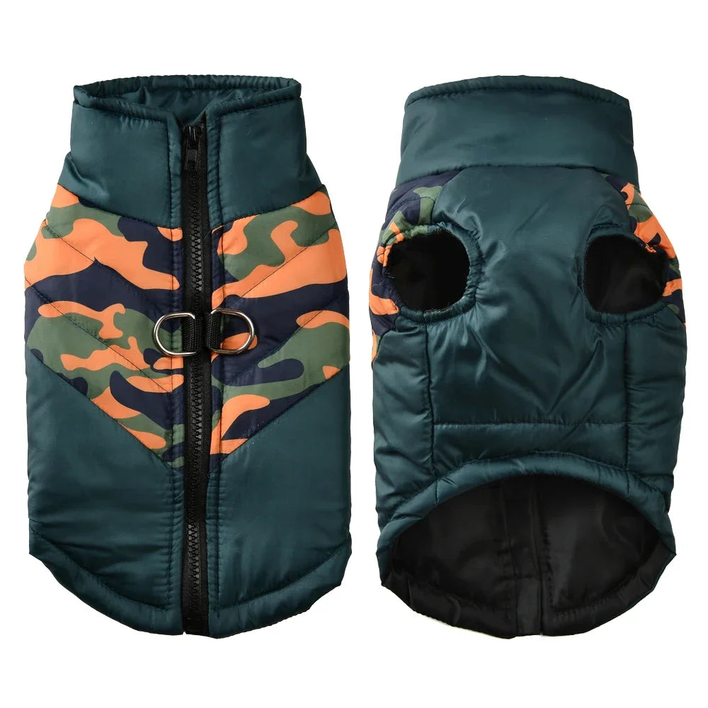 Manteau d'hiver imperméable pour chien, doublé, imprimé camouflage