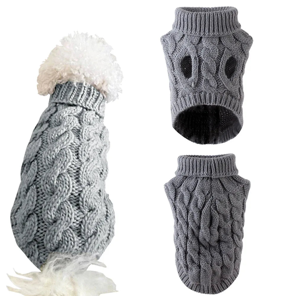 Pull tricoté torsadé pour petit chien, chaud automne-hiver