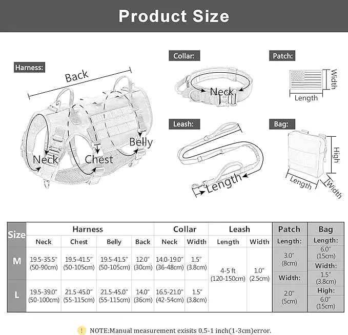 Pack Harnais Tactique XL Army Pro - Couverture Maximum pour Grands Chiens