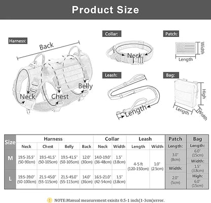Pack Harnais Tactique XL Army Pro - Couverture Maximum pour Grands Chiens