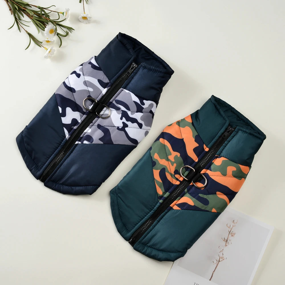 Manteau d'hiver imperméable pour chien, doublé, imprimé camouflage