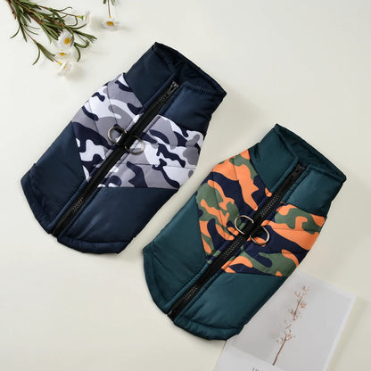 Manteau d'hiver imperméable pour chien, doublé, imprimé camouflage
