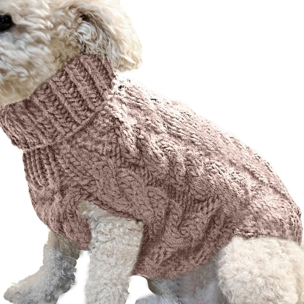 Pull tricoté torsadé pour petit chien, chaud automne-hiver
