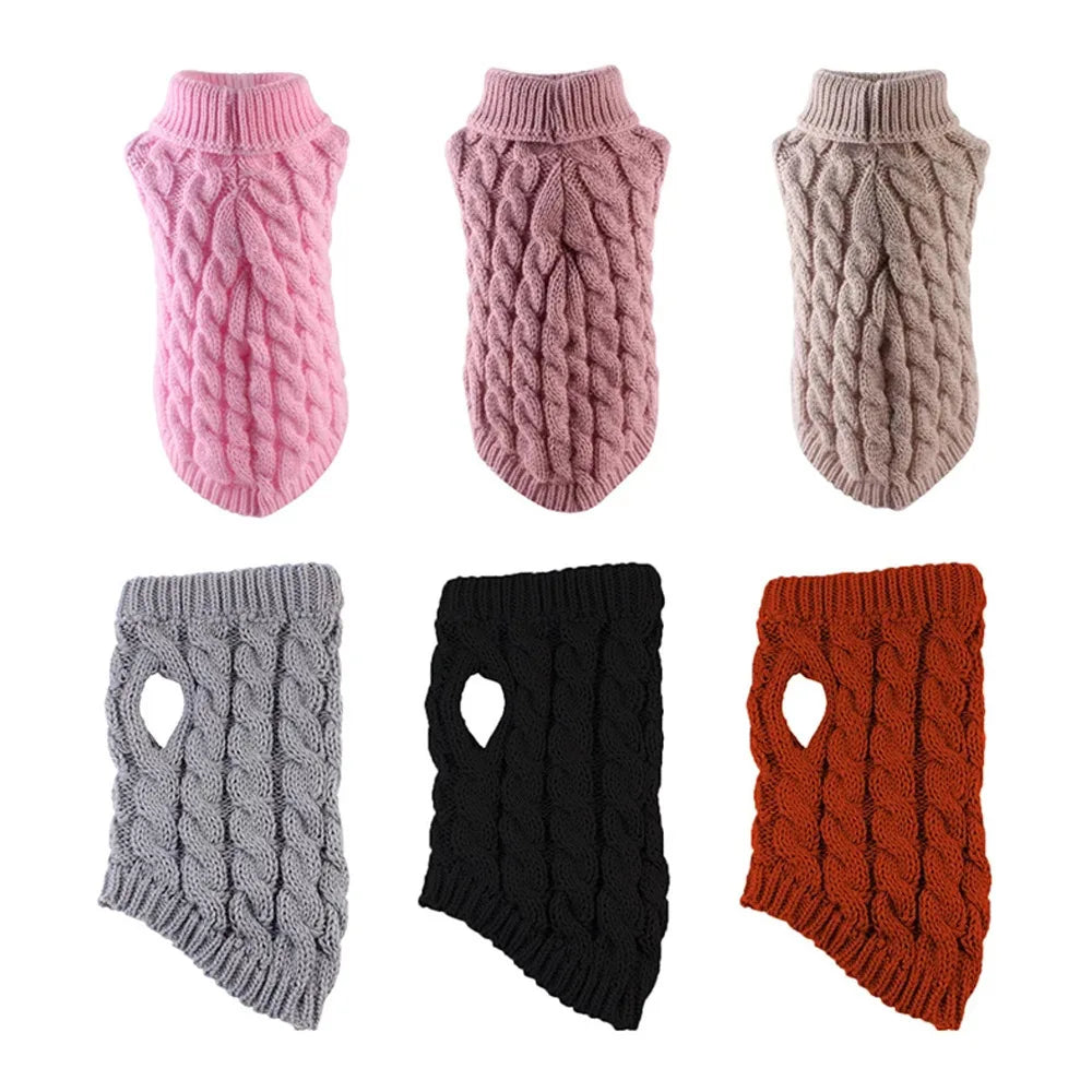 Pull tricoté torsadé pour petit chien, chaud automne-hiver