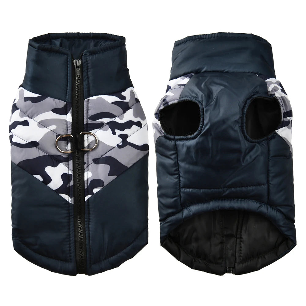 Manteau d'hiver imperméable pour chien, doublé, imprimé camouflage