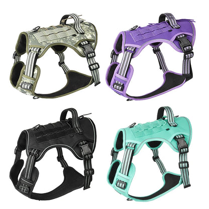 Harnais tactique anti-traction réfléchissant pour chien