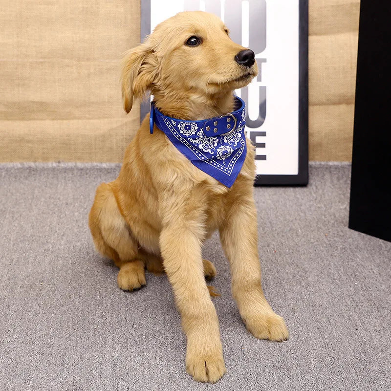 Collier bandana réglable pour chien et chat, foulard en simili-cuir