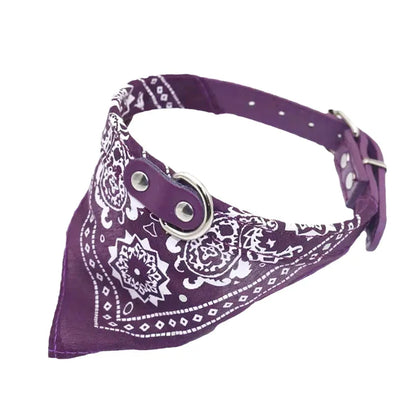 Collier bandana réglable pour chien et chat, foulard en simili-cuir