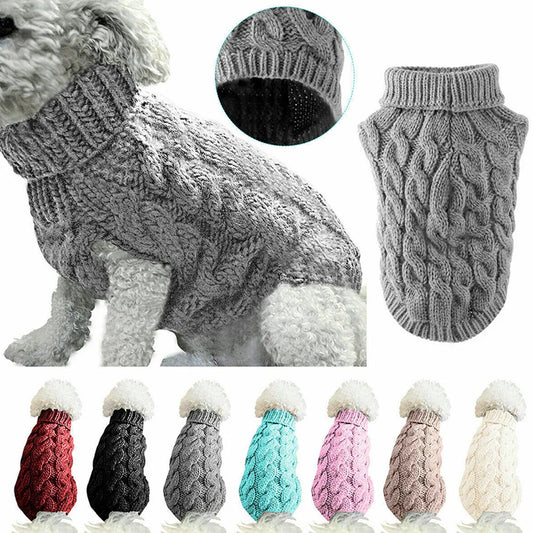 Pull tricoté torsadé pour petit chien, chaud automne-hiver