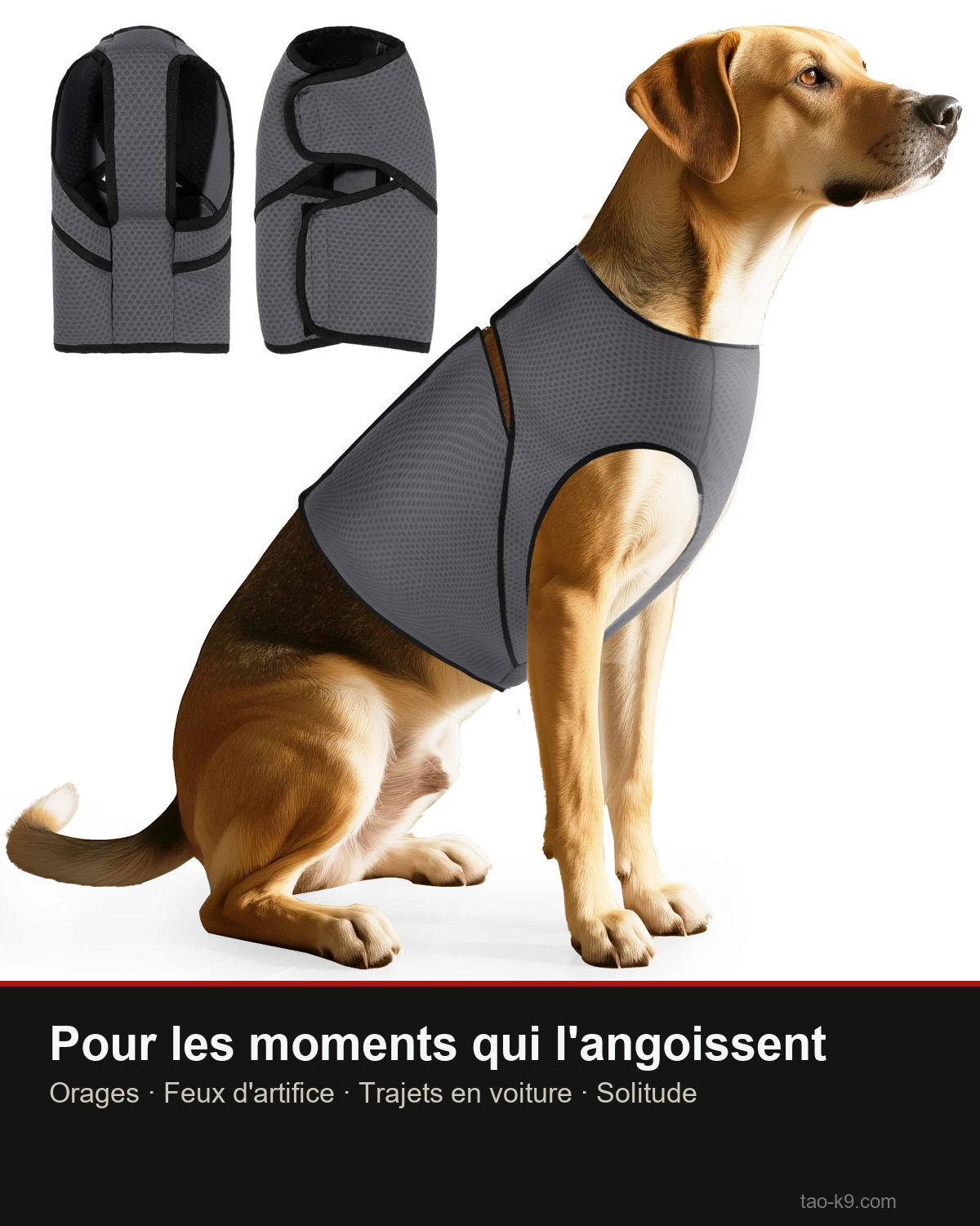 Gilet anti-anxiété respirant : orages, feux d'artifice, trajets, solitude
