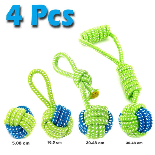 Lot de 4 balles en cordes vert et bleu - Tao-K9
