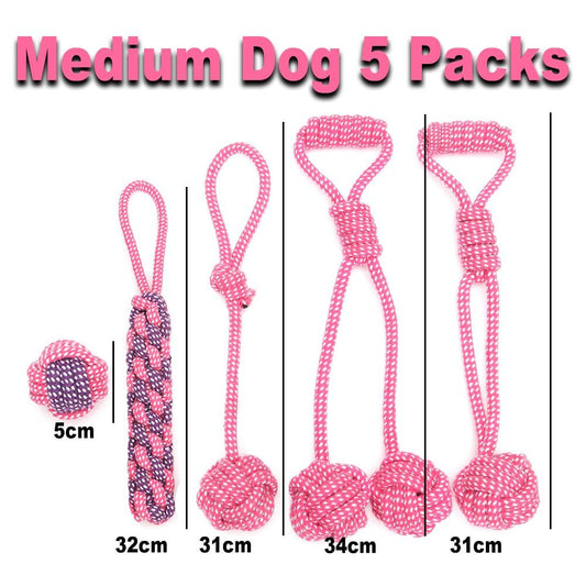 Lot de 5 jouets pour chien en cordes roses - Tao-K9