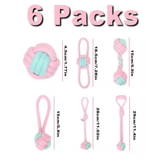 Lot de 6 jouets en cordes bleue et rose - Tao-K9